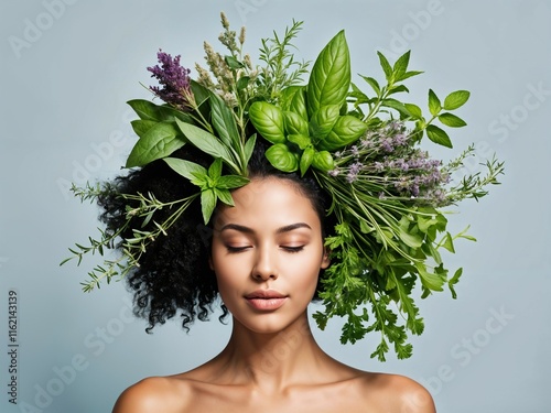 Obraz na płótnie Concetto di mente sana in corpo sano, equilibrio mentale e benessere fisico, albero della vita e cervello vitale w salonie