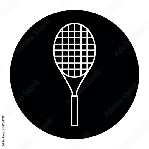 Big tennis racket line black icon. Sign for web page, mobile app,
