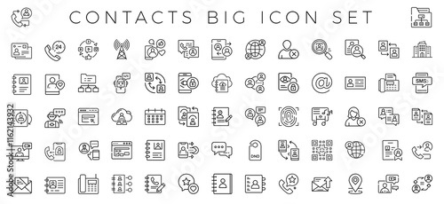contacts outline icon set, contact database communication company