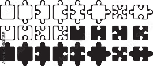 Black & White silhouette Puzzle Pices