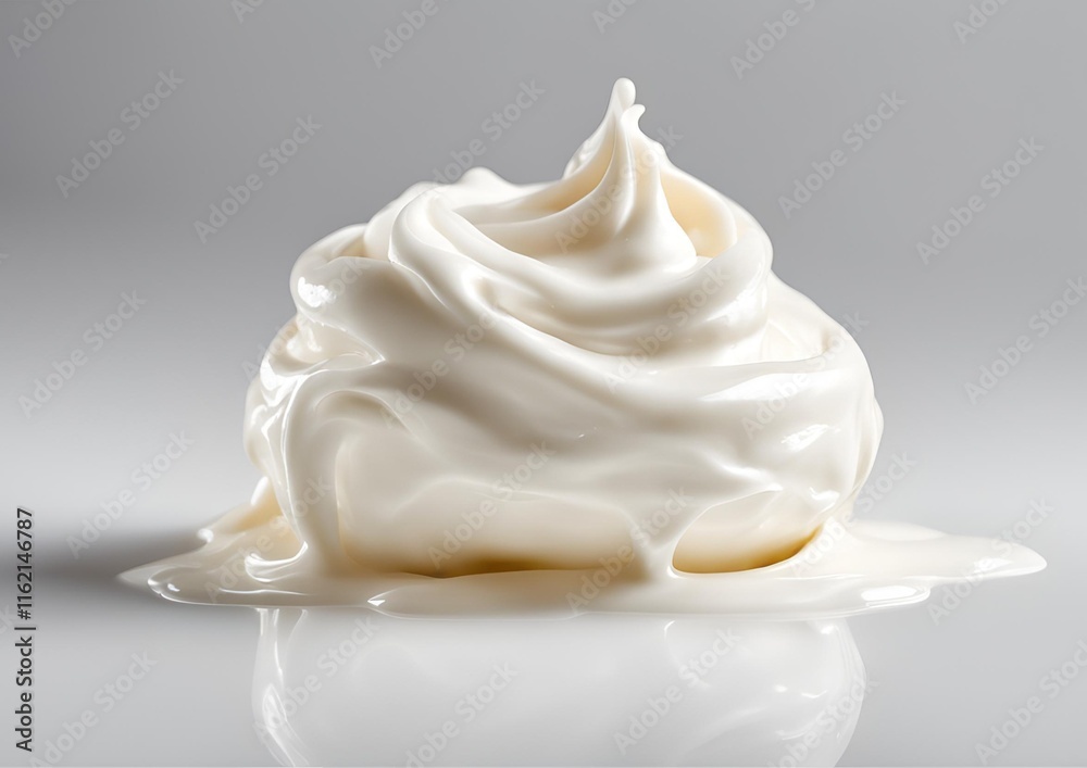 creamy dollop of white cream or moisturizer isolated on white light background