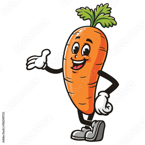 Carrot Cartoon Character Mascot Illustration Vector Clip-art Hand-drawn Logo Design