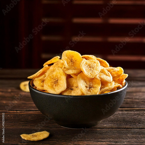 Crispy fried banana chips served in a bowl 