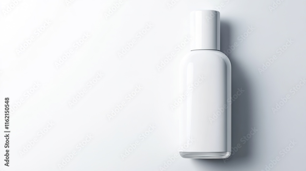 top-down view of minimalist nail polish bottle with blank white label placed elegantly on plain white surface top-down view of minimalist nail polish bottle with blank white label placed elegantly on plain white surface