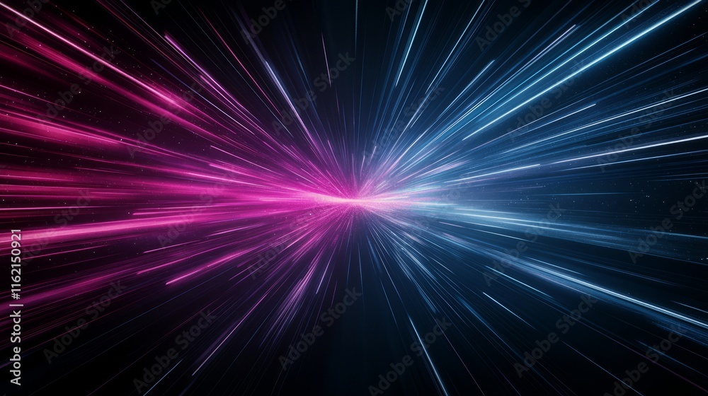 Obraz premium Neon Lightspeed Pink and Blue Cosmic Burst