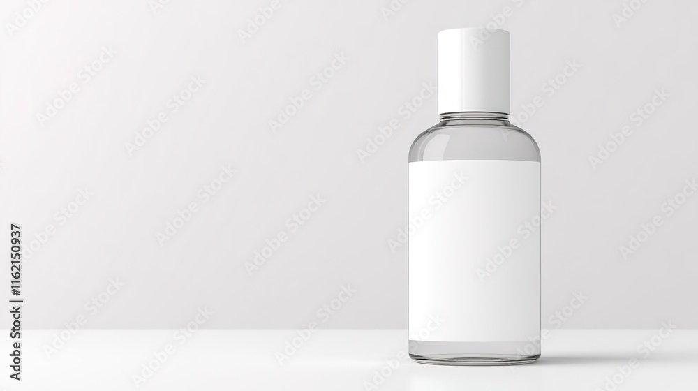 top-down view of minimalist nail polish bottle with blank white label placed elegantly on plain white surface top-down view of minimalist nail polish bottle with blank white label placed elegantly on plain white surface