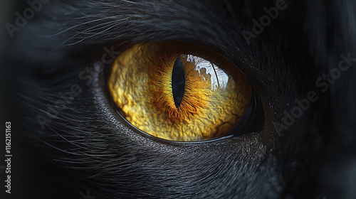 mesmerizing close up of sleek black cat piercing golden eye