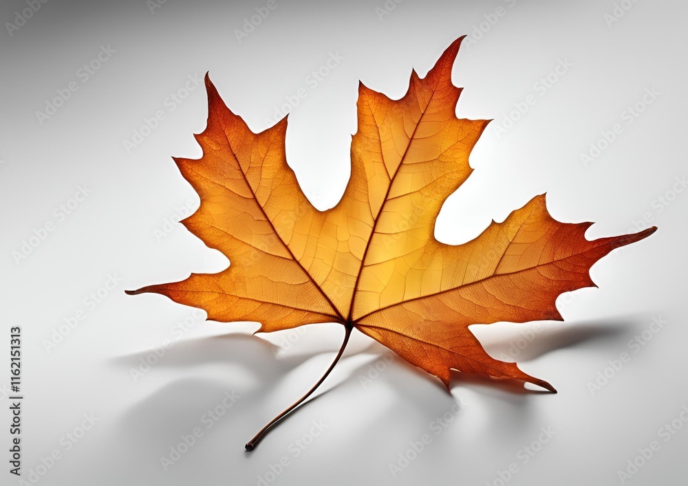 Obraz premium Maple Autumn Leaf on white light background