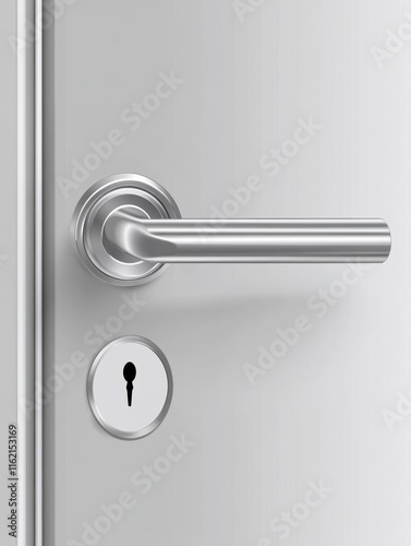 Silver realistic door handle with do not disturb white blank vector sign photo