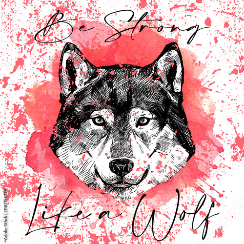 Be strong like a wolf slogan graphic vector print lettering for t shirt print design