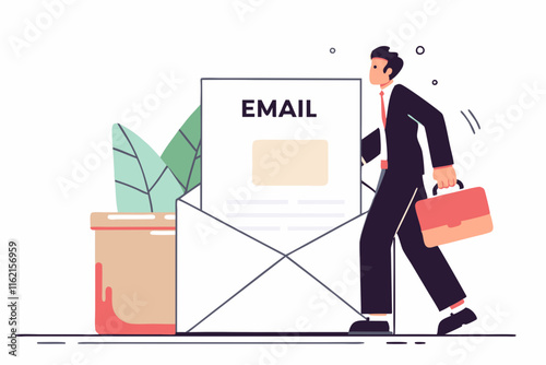 Ai generates business emails professional correspondence in a modern office environment