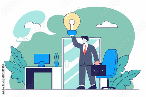 Ai-generated business ideas ignite innovation in office environment modern workspace creative concept