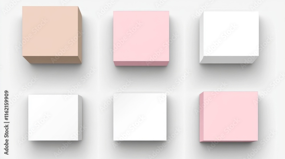 Pastel Colored Cubes on White Background Mockup Pastel Colored Cubes on White Background Mockup