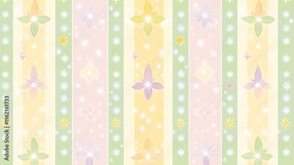 Pastel Floral Stripes Soft Springtime Pattern Design Pastel Floral Stripes Soft Springtime Pattern Design