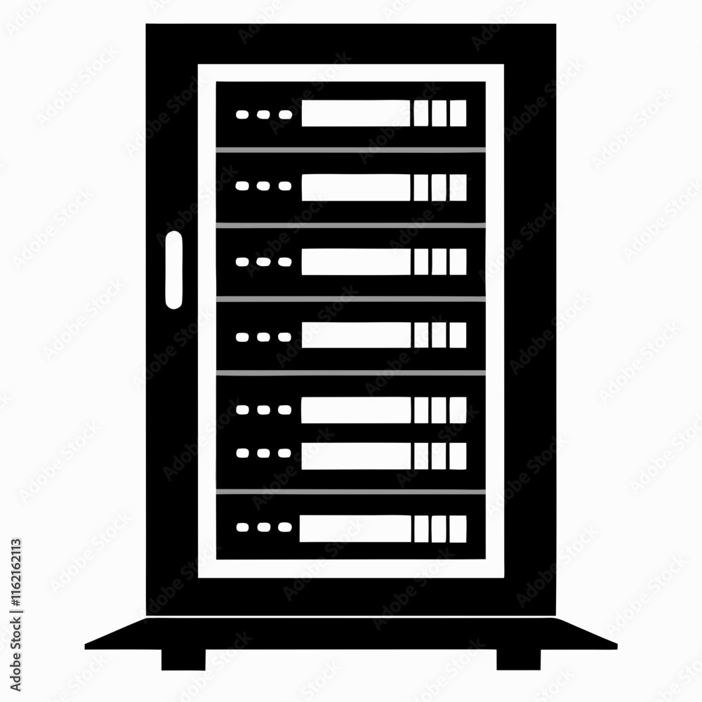 Server Rack Silhouette Vector Illustration Server Rack Silhouette Vector Illustration