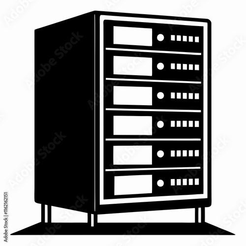 Server Rack Silhouette Vector Illustration