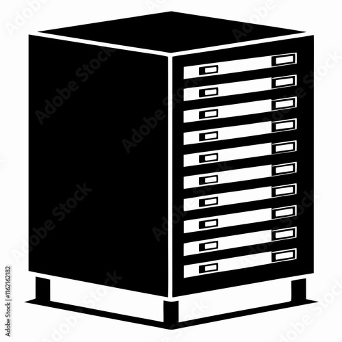 Server Rack Silhouette Vector Illustration