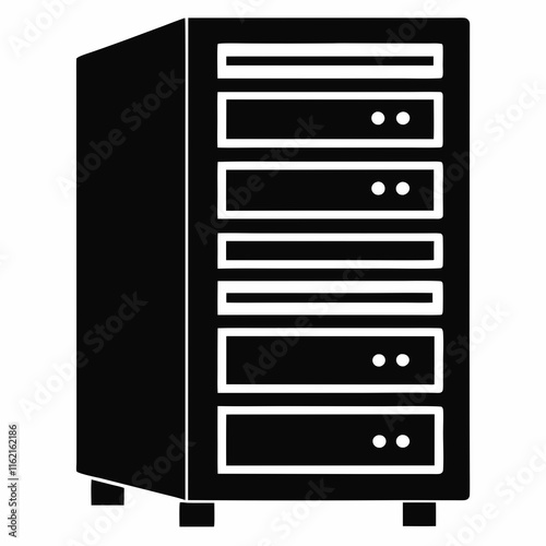 Server Rack Silhouette Vector Illustration