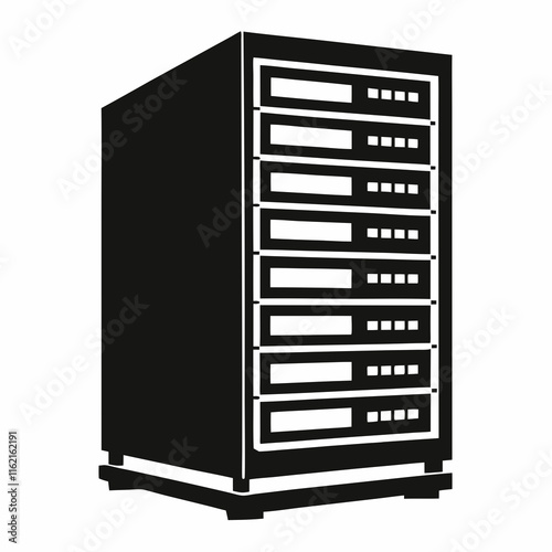 Server Rack Silhouette Vector Illustration