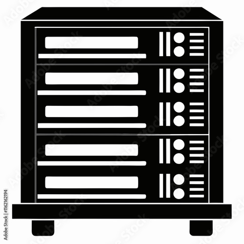 Server Rack Silhouette Vector Illustration