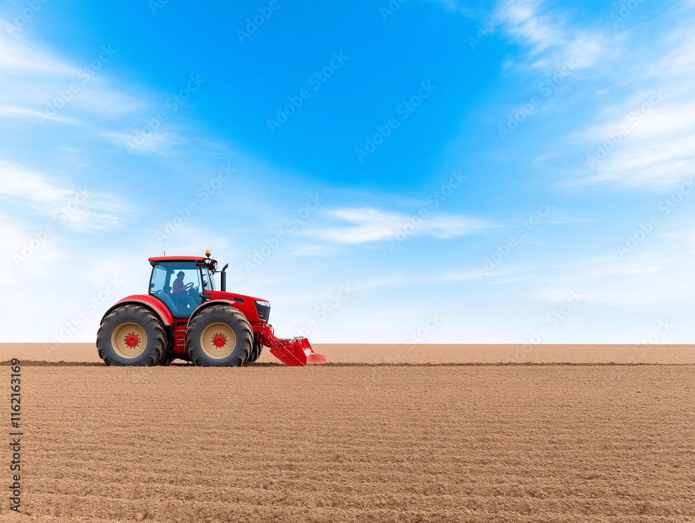 Obraz premium Rustic Tractor Plowing Through a Sunlit Field Again