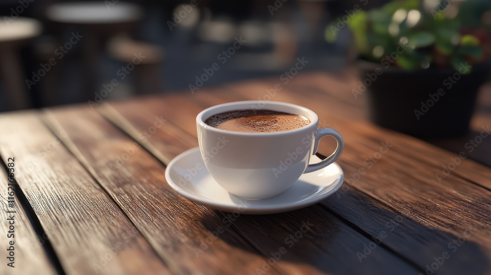 Cup of hot chocolate on a wooden table Cup of hot chocolate on a wooden table