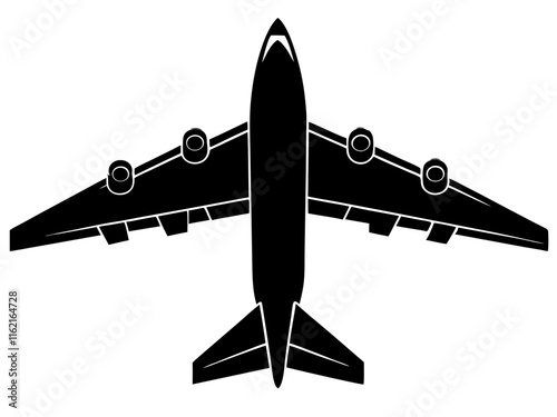 airplane black silhouette vector, Simple silhouette Design vector icon with white background	