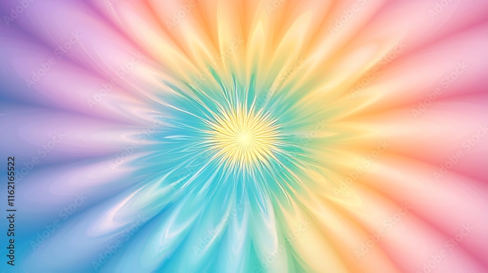 Obraz premium Pastel Rainbow Flower Abstract Art Design