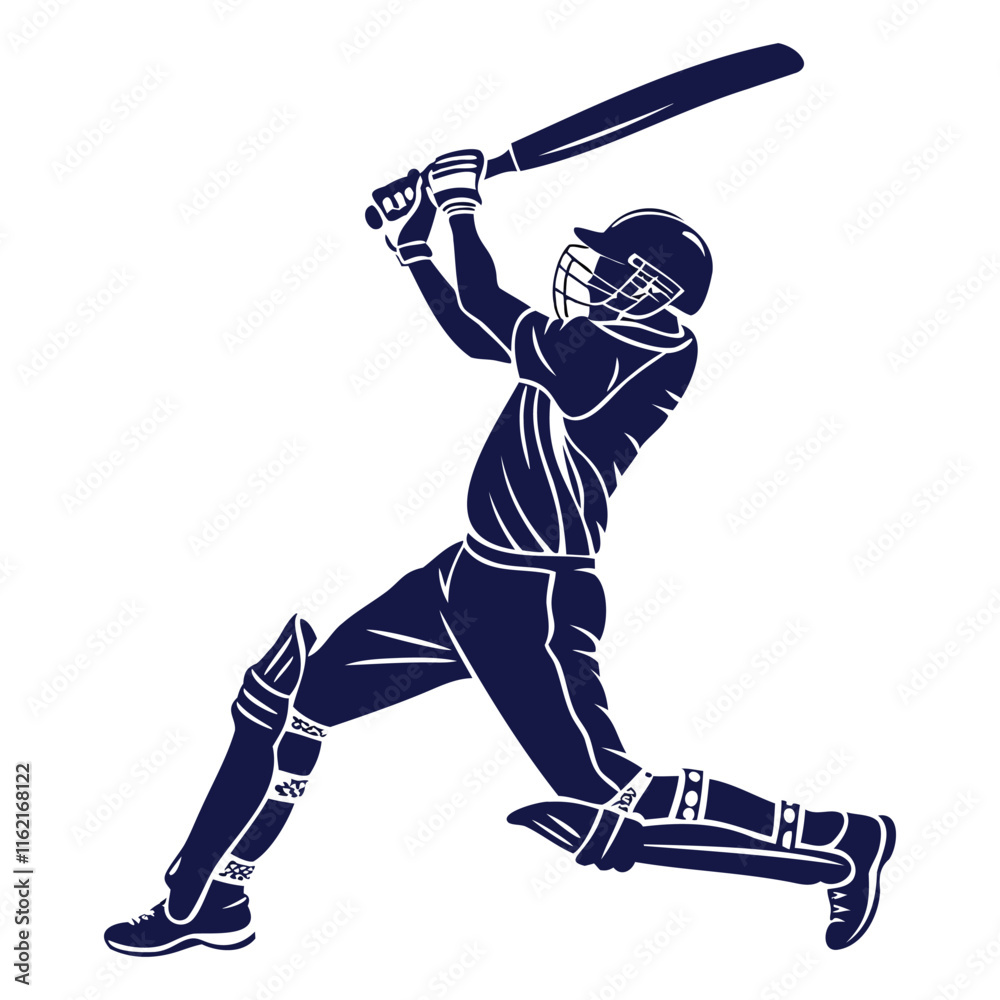 Obraz premium Dynamic Cricket Batsman Silhouette in Action 