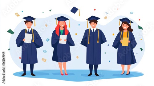Graduation Ceremony with Students in Caps and Gowns