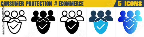Consumer Protection icon with 5 styles (outline, solid, mixed, duotone and solid gradient)