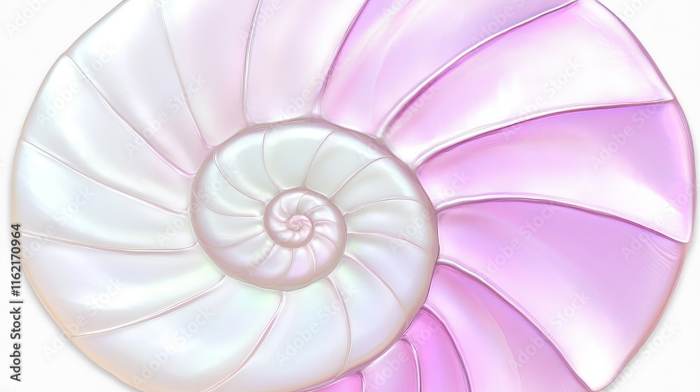 Fototapeta premium Pink and White Spiral Seashell Close-up Image