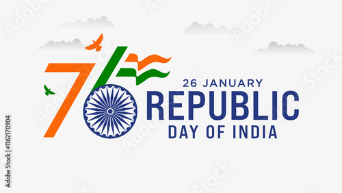 Republic day of India. 26 January Republic day of India post design 76th Republic day of India.