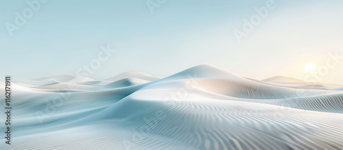 vast expanse of white sand dunes under a clear blue sky.