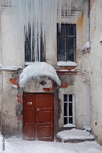 Entrance to shabby building