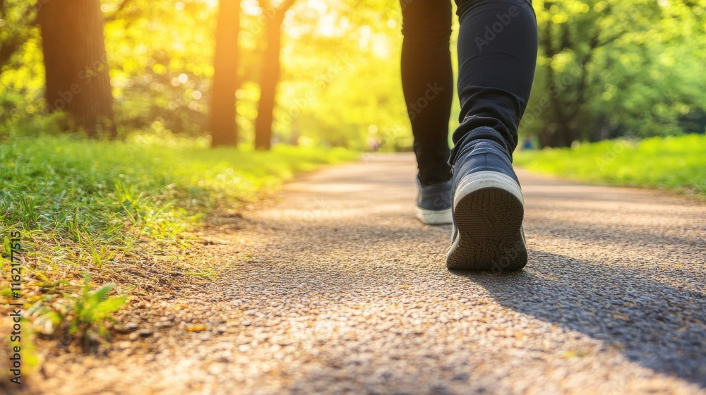 Peaceful Morning Walk on a Tree-Lined Path Peaceful Morning Walk on a Tree-Lined Path