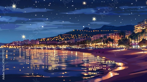 illustration of Cannes, France poster
