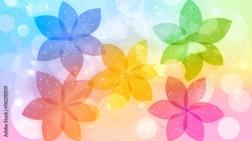 Rainbow Floral Bokeh Vibrant Spring Blossoms
