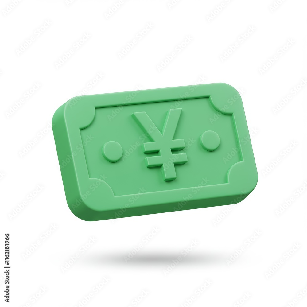 Fototapeta premium 3D rendering of a Chinese yuan isolated on a gradient background