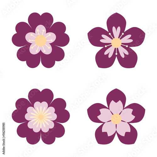 Collection Of Dark Purple And Pink Flowers