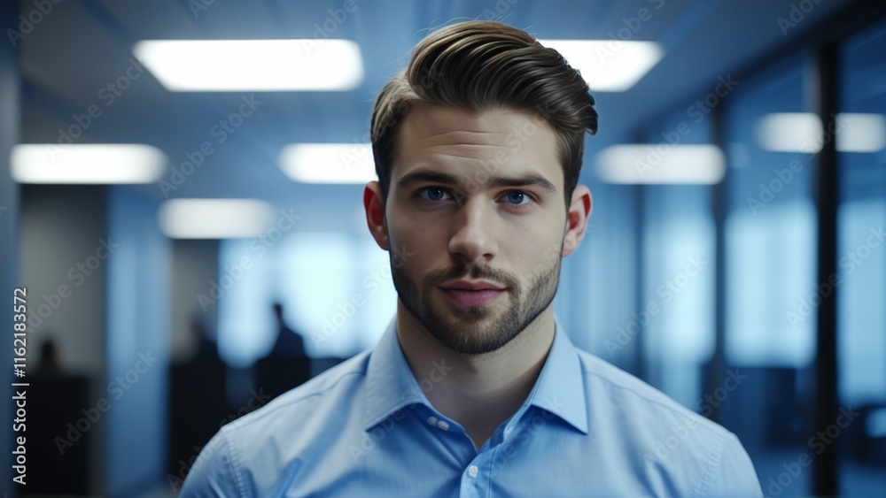 Obraz premium office man in shirt in front of camera