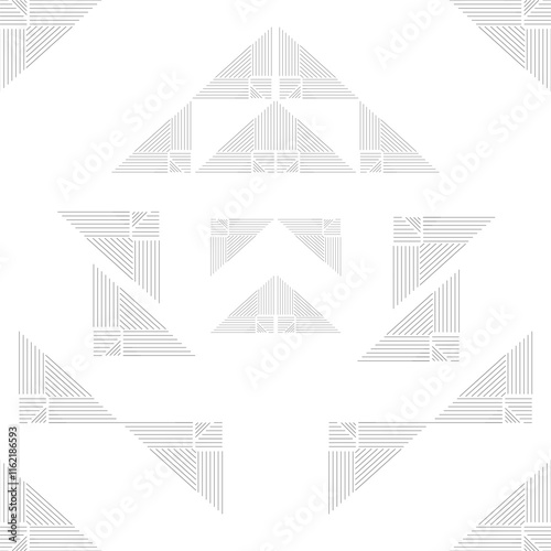 Geometric Triangle Line Art, Minimalist Grey Pattern