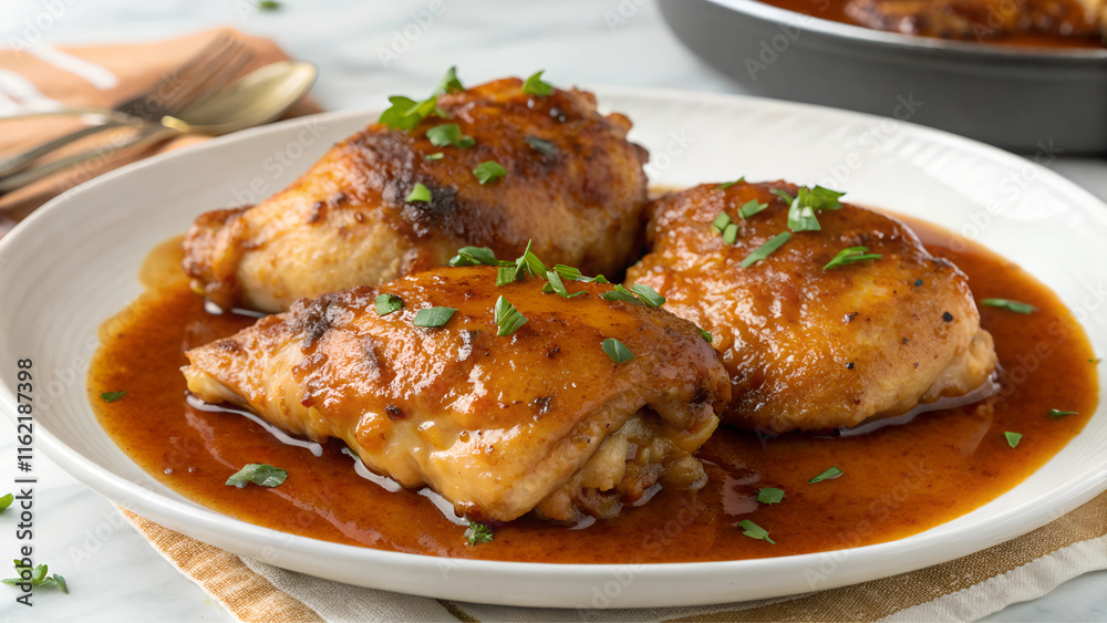 Baked chicken thighs with sweet and sour sauce Baked chicken thighs with sweet and sour sauce