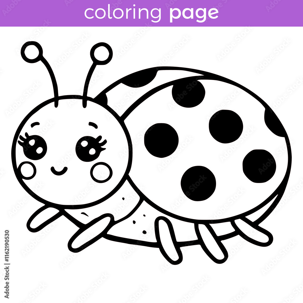 coloring page for kids cute ladybug vector illustration template design