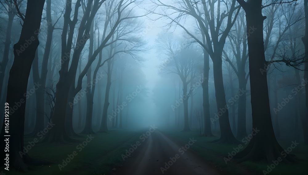 Fototapeta premium fog in the forest with a concept of uncertainty 