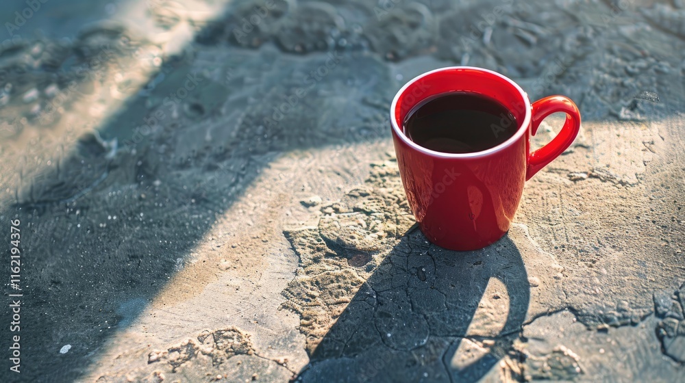 Naklejka premium Sun-drenched afternoon coffee moment with warm ambiance perfect for design