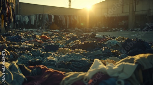 Abandoned Clothing Pile After Factory Closure