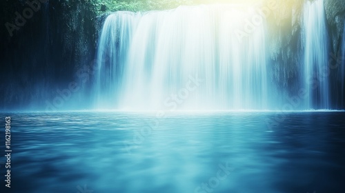 Serene Waterfall Cascading into Tranquil Pool