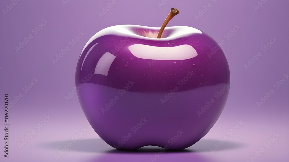 Obraz premium A purple apple with a light purple background 