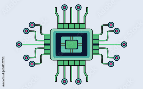  Vector illustration of a computer chip or microprocessor
